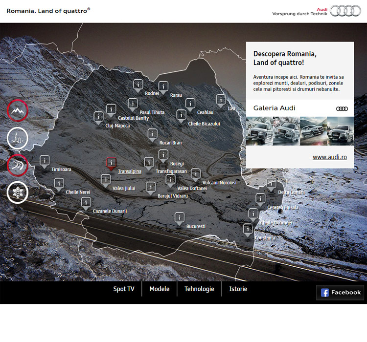 Web site - Audi,  Land of Quattro