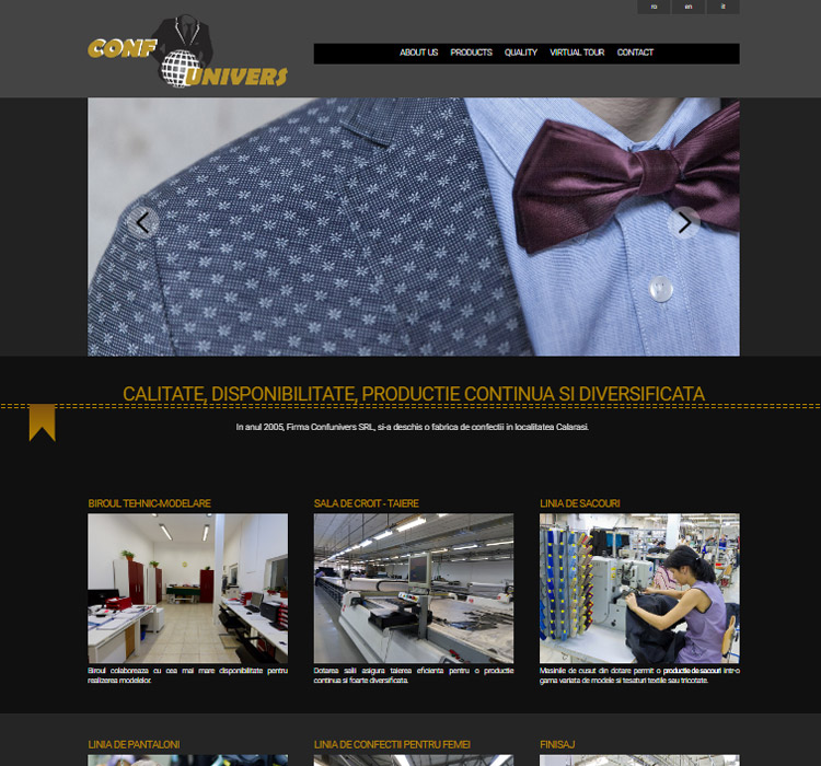Responsive presentation site for CONFUNIVERS clothing company 